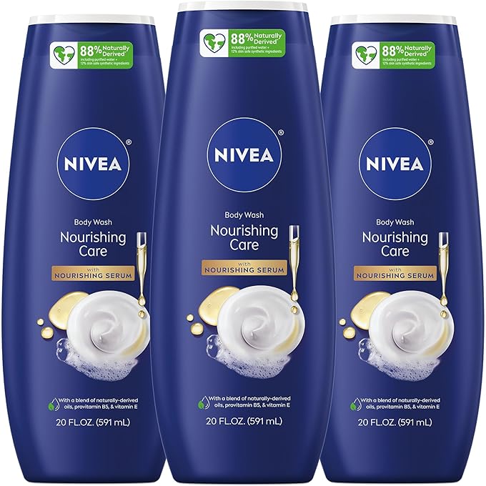 NIVEA Nourishing Care Body Wash with Serum, Pack of 3, 20 Fl Oz - Image 1